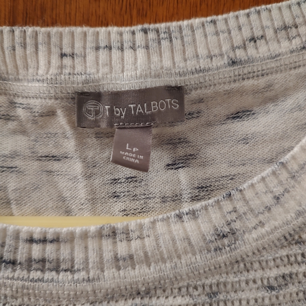 Talbots Cream and Gray Knit Top